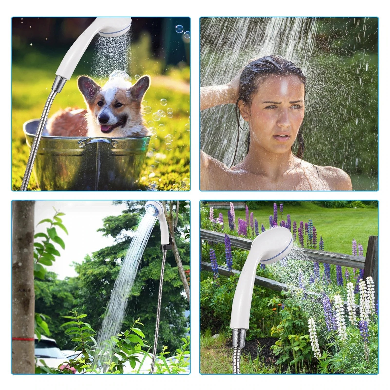 Portable Camping Shower with 20L Collapsible Water Bucket and USB Battery