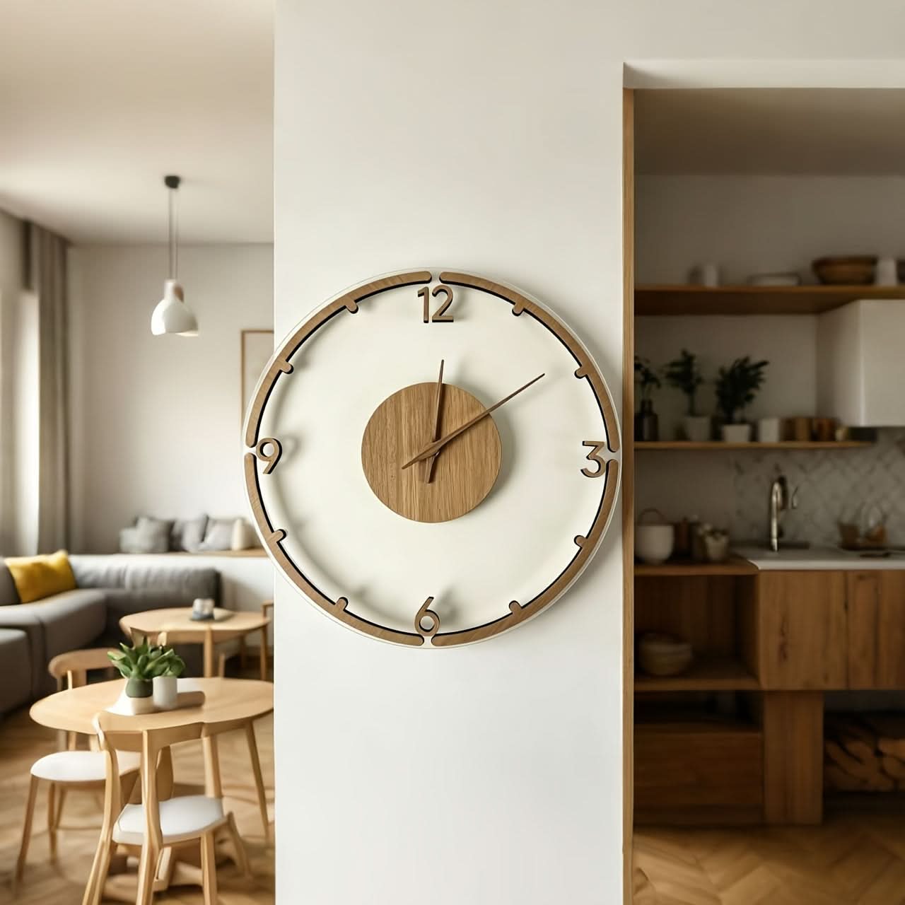30 cm Minimalist Wall Clock in Wood and Acrylic Design