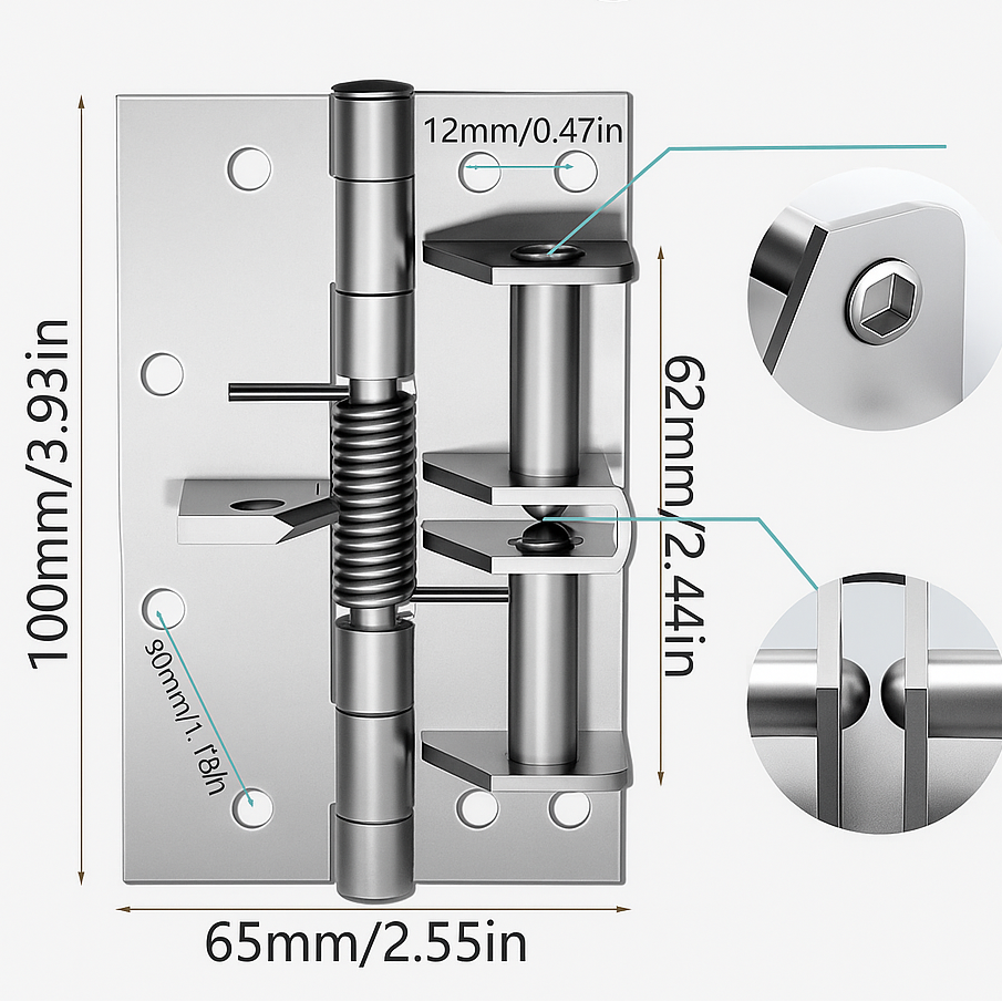 Gently Closing Spring-Loaded Soft-Close Door Hinge