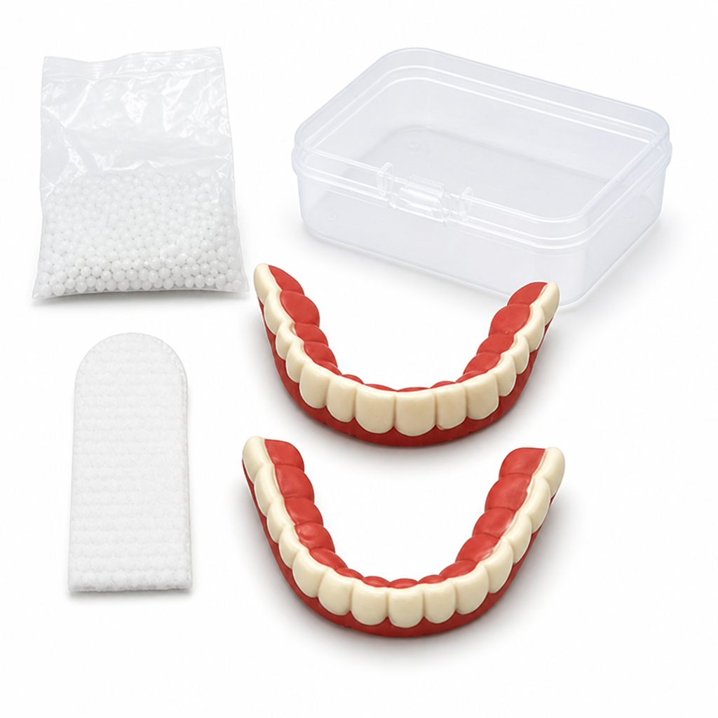 Comfort-Fit Realistic Removable Dentures (5-Piece Set)