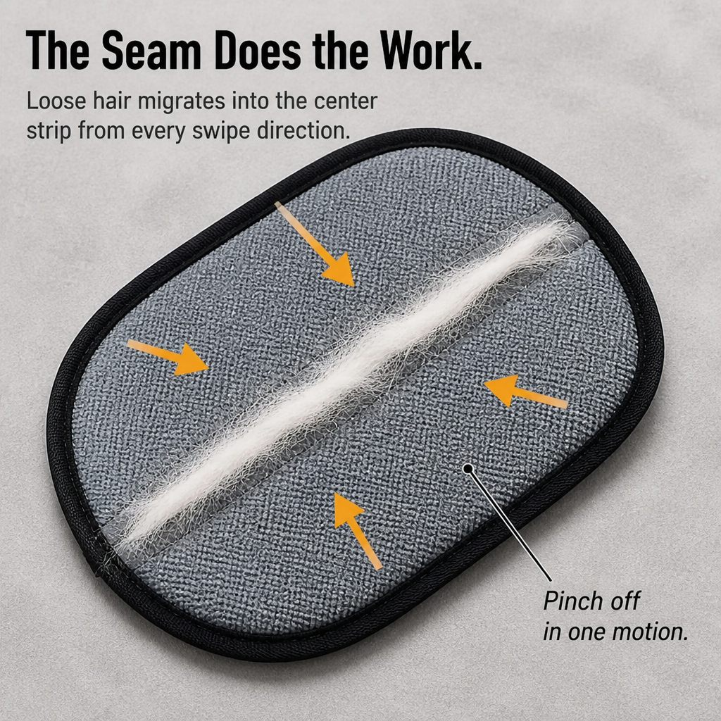 FurEase™ — Gather Pet Hair in One Strip to Easily Pinch Off