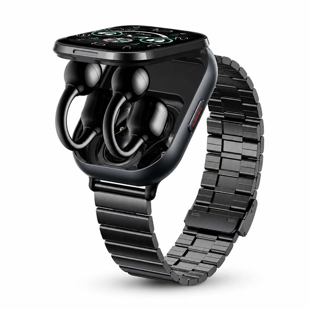 HD Touchscreen Smartwatch With Integrated Wireless Earbuds