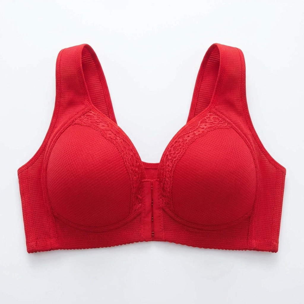 VivaFemme™ – Wireless Lace-Accent Bra with Front Closure