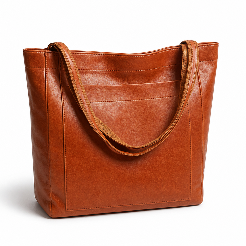 Premium PU Leather Convertible Zip-Top Tote Bag
