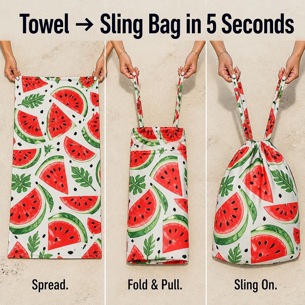 WaveCaddy™ — Carry Your Entire Beach Day in a Single Towel-to-Backpack Combo