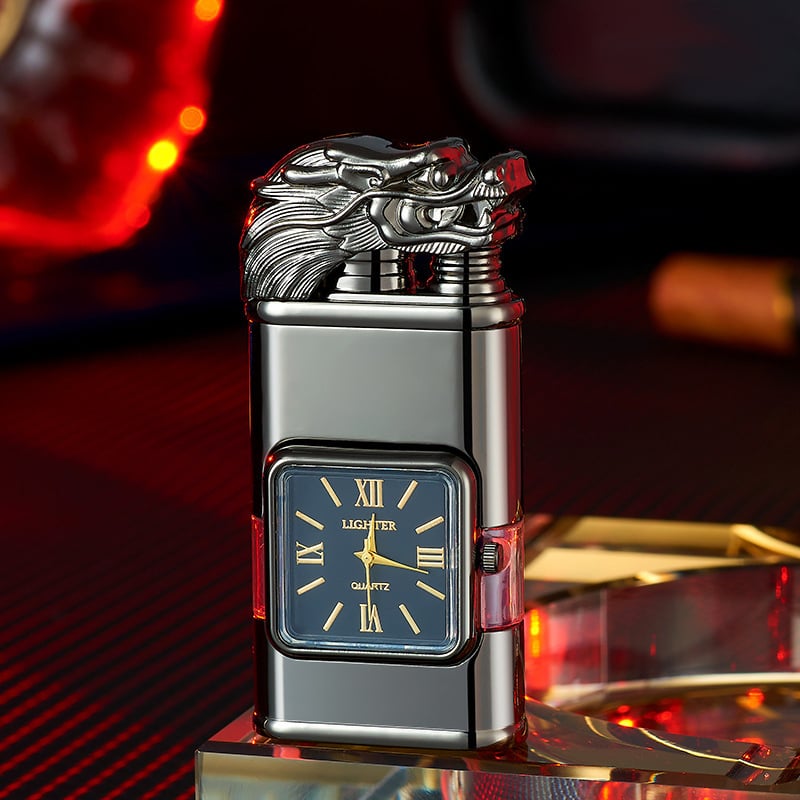 Vintage Style Lighter with Clock and Adjustable Flame