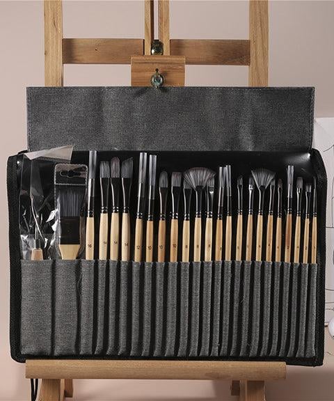 7 Brush Shapes and Palette Knife – 24-Piece Makeup Brush Set with Case