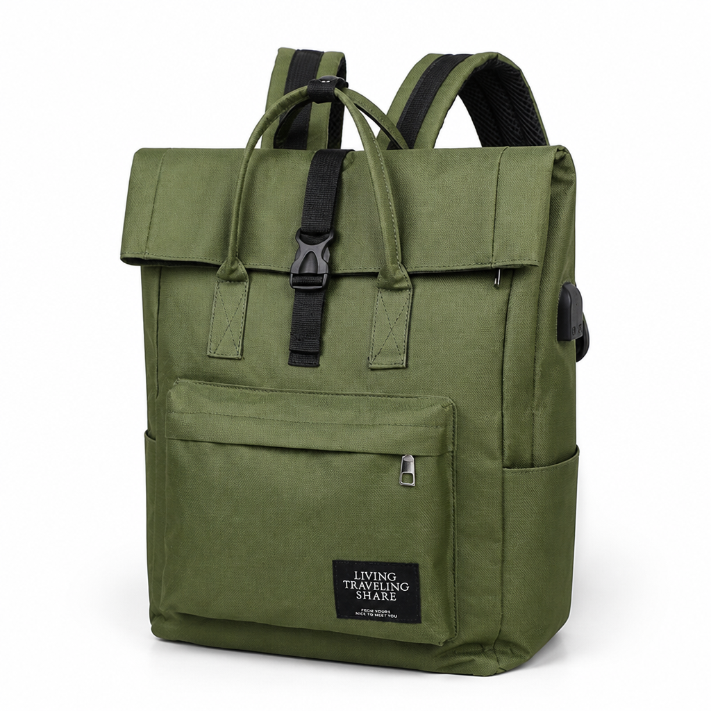 Water-Resistant Padded 15-Inch Laptop Backpack (USB Port)