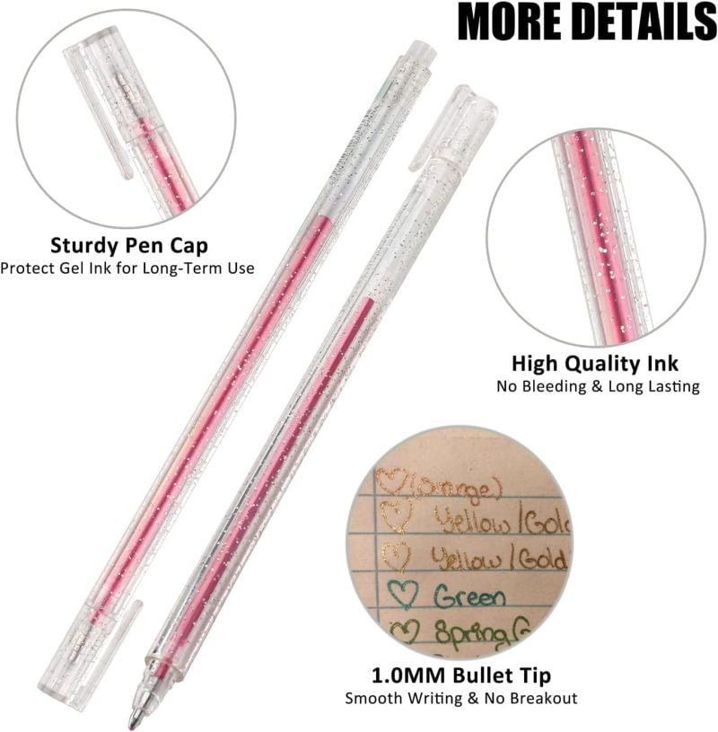 Glitter Gel Pens | Metallic Ink Pens | Smudge-Proof Sparkle Look | SparkleInk