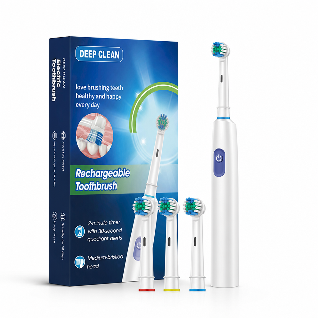 Detachable Sonic USB Rechargeable Electric Toothbrush (Includes 4 Brush Heads)
