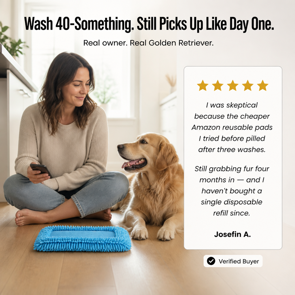 SwiftSleek™ — Snap-On Microfiber Pads That Capture Pet Hair Across 150 Washes