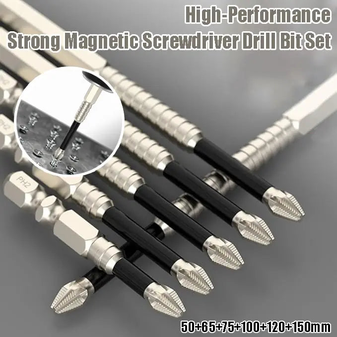 Magnetic Bit Set for Screwdrivers – 6 Sizes with Non-Slip Design