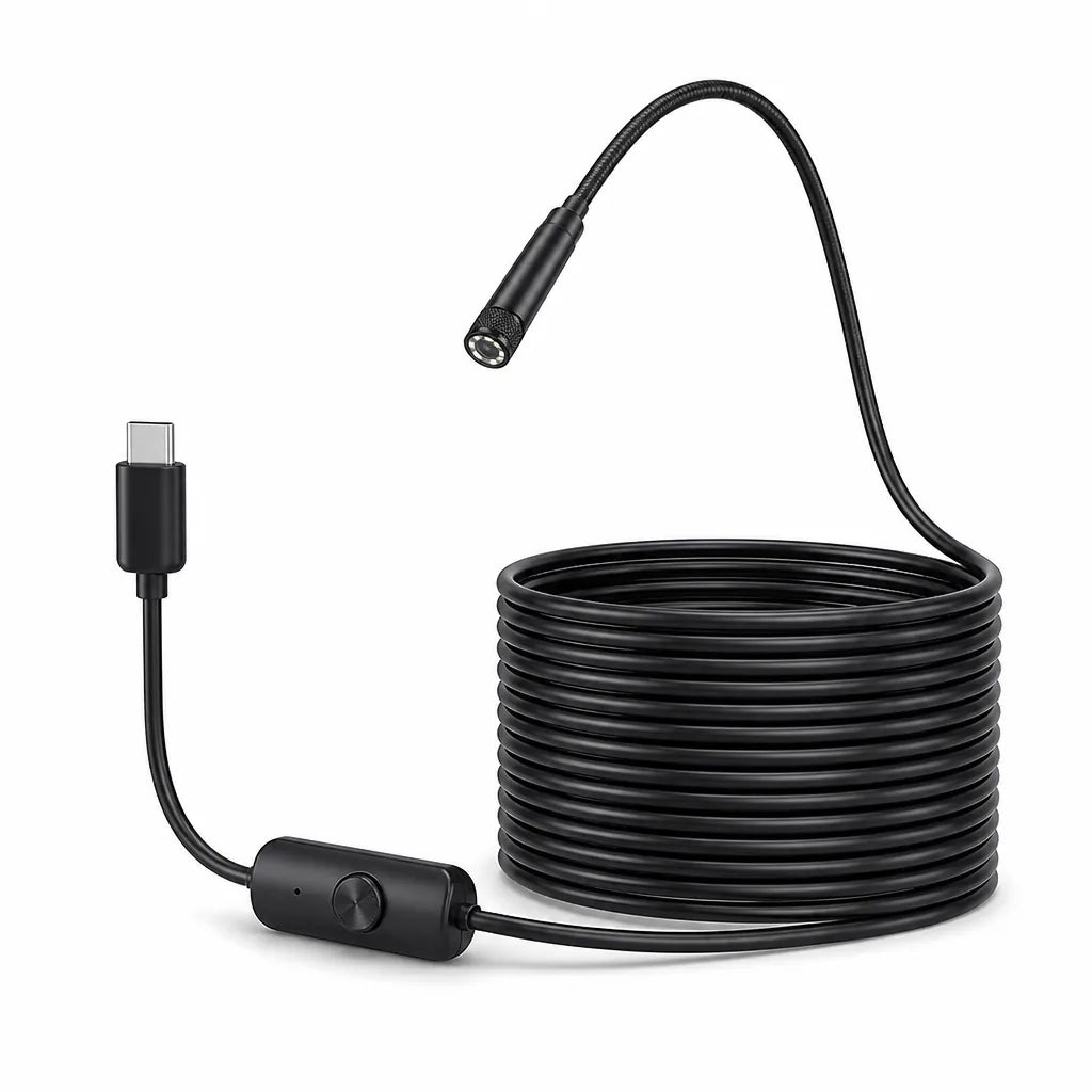 High-Definition Inspection Head With Adjustable-Brightness LED Ring Endoscope Camera