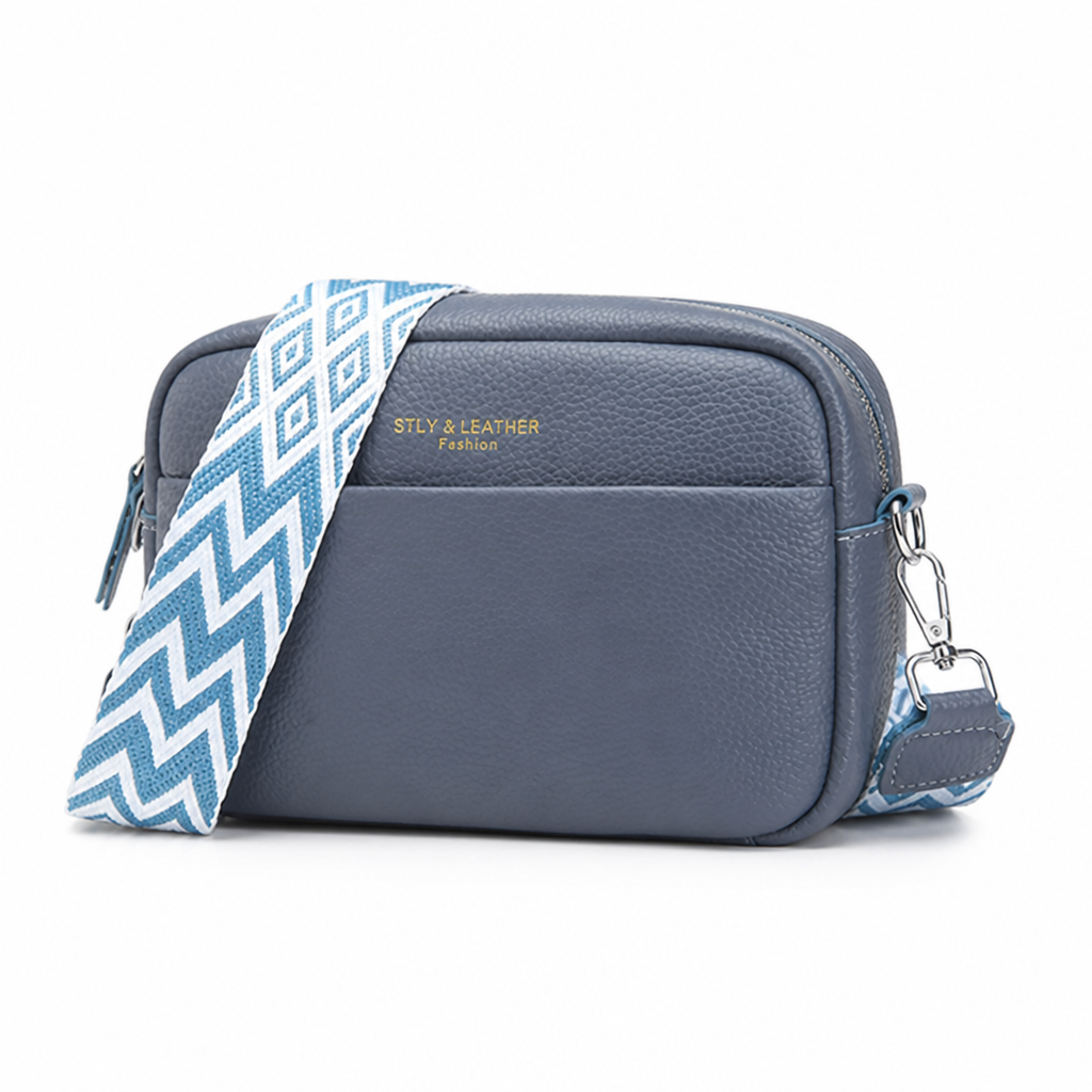 Genuine Leather Crossbody Camera Bag (Detachable Geometric Strap)