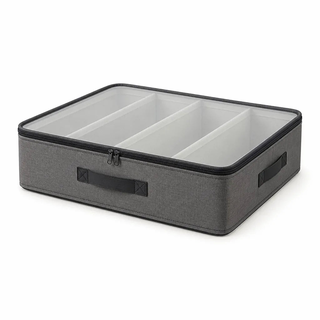 Stackable Storage Organizer Box (Transparent Top and Handles)