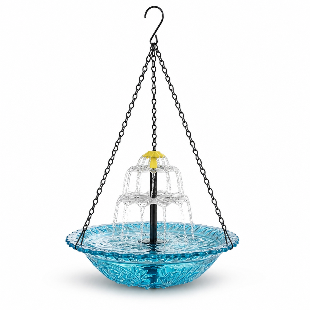 Solar-Powered Two-Level Hanging Bird Bath