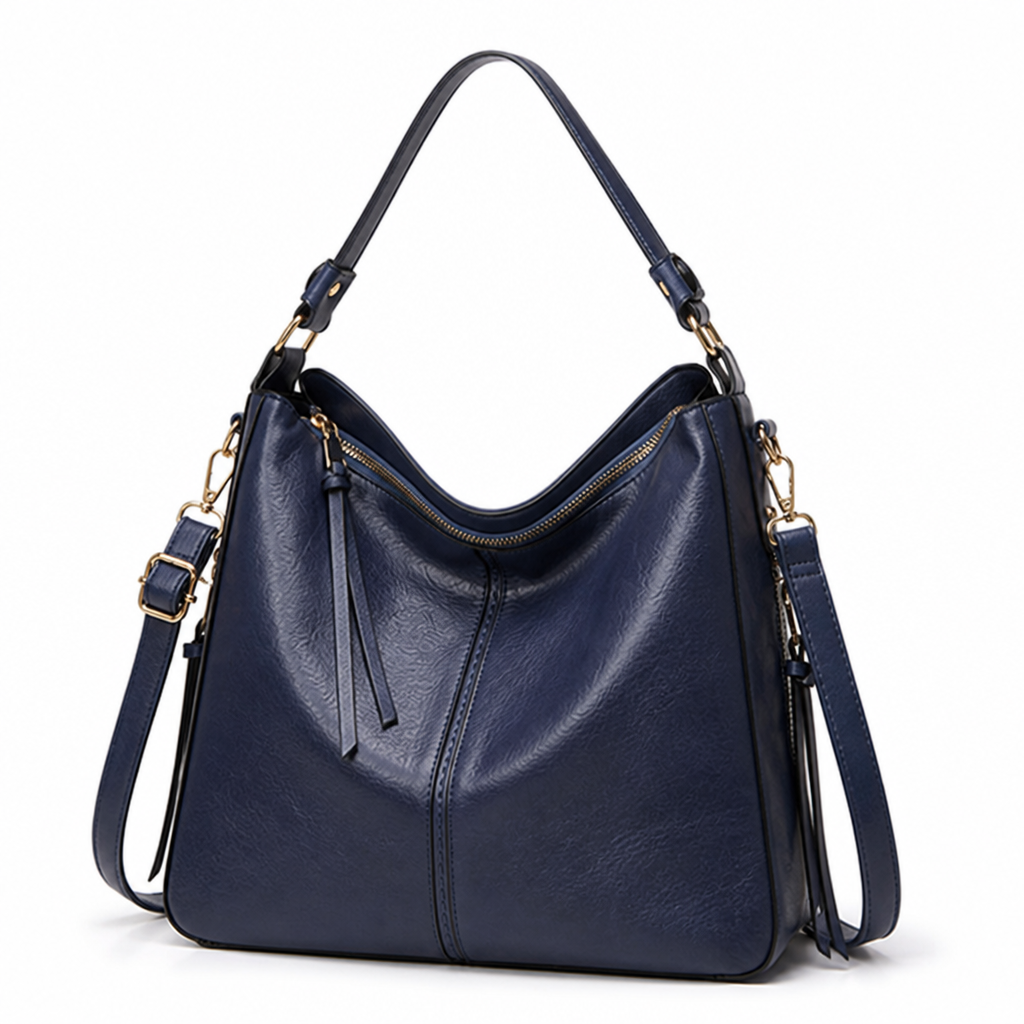 Genuine Leather Gold Hardware Hobo Shoulder Bag