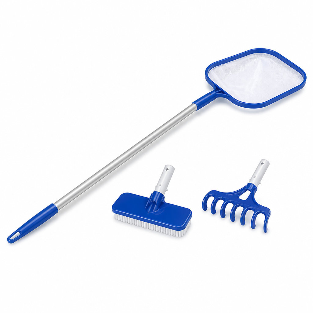 Complete Aluminum Interchangeable-Head Pool Cleaning Set