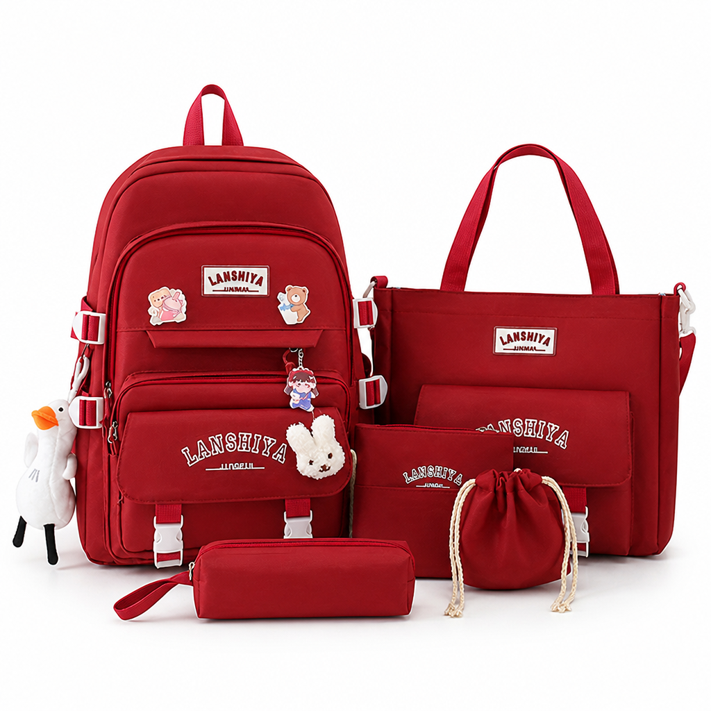 Large-Capacity Lightweight Teen Backpack Set (4-Piece)