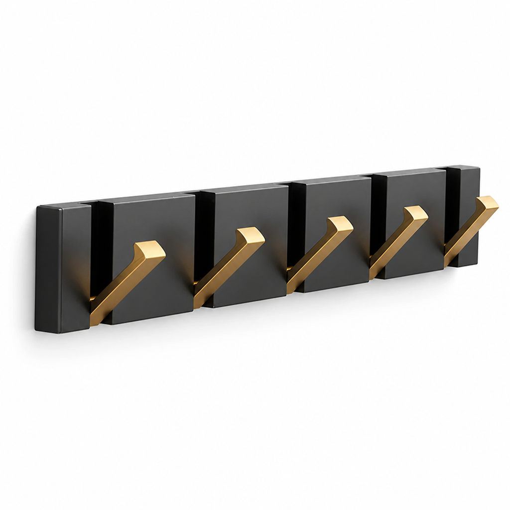 Space-Saving Foldable Aerospace Aluminum Wall Hook (2–6 Hooks)