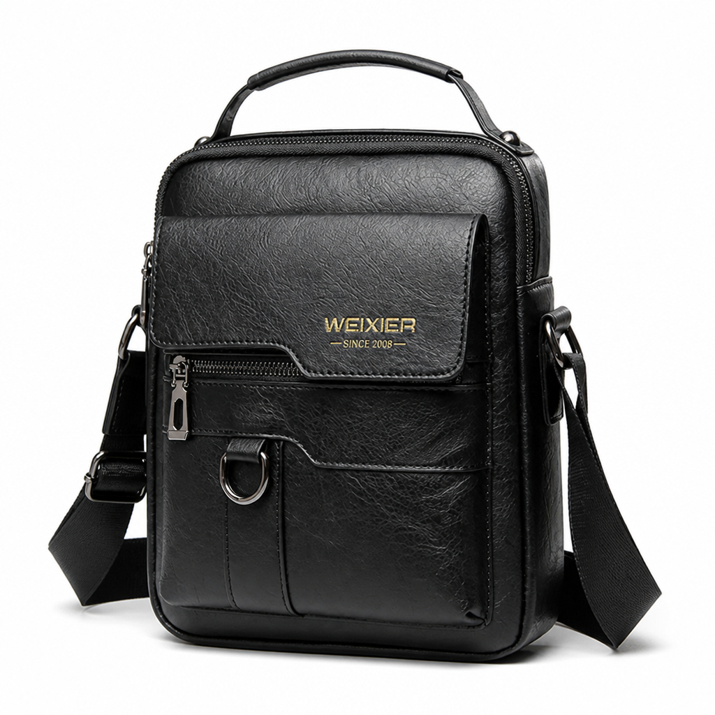 Top-Grain Leather Vertical Crossbody Bag