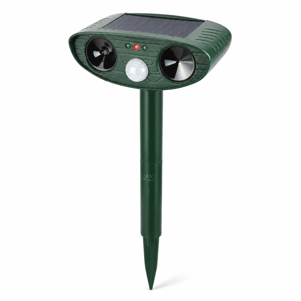 Solar-Powered Ultrasonic Motion-Activated Chipmunk Repeller (2,425 Sq Ft Coverage)