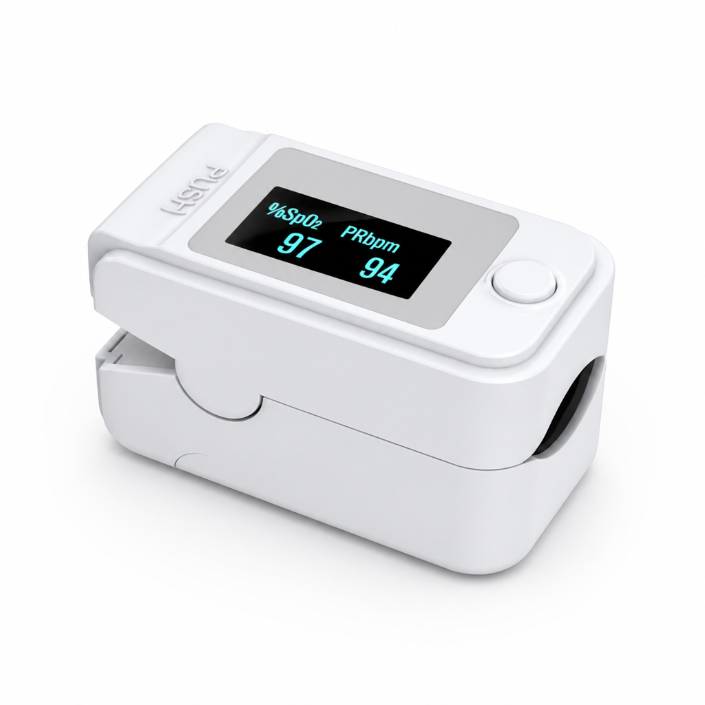 Compact One-Button Digital OLED Finger Pulse Oximeter