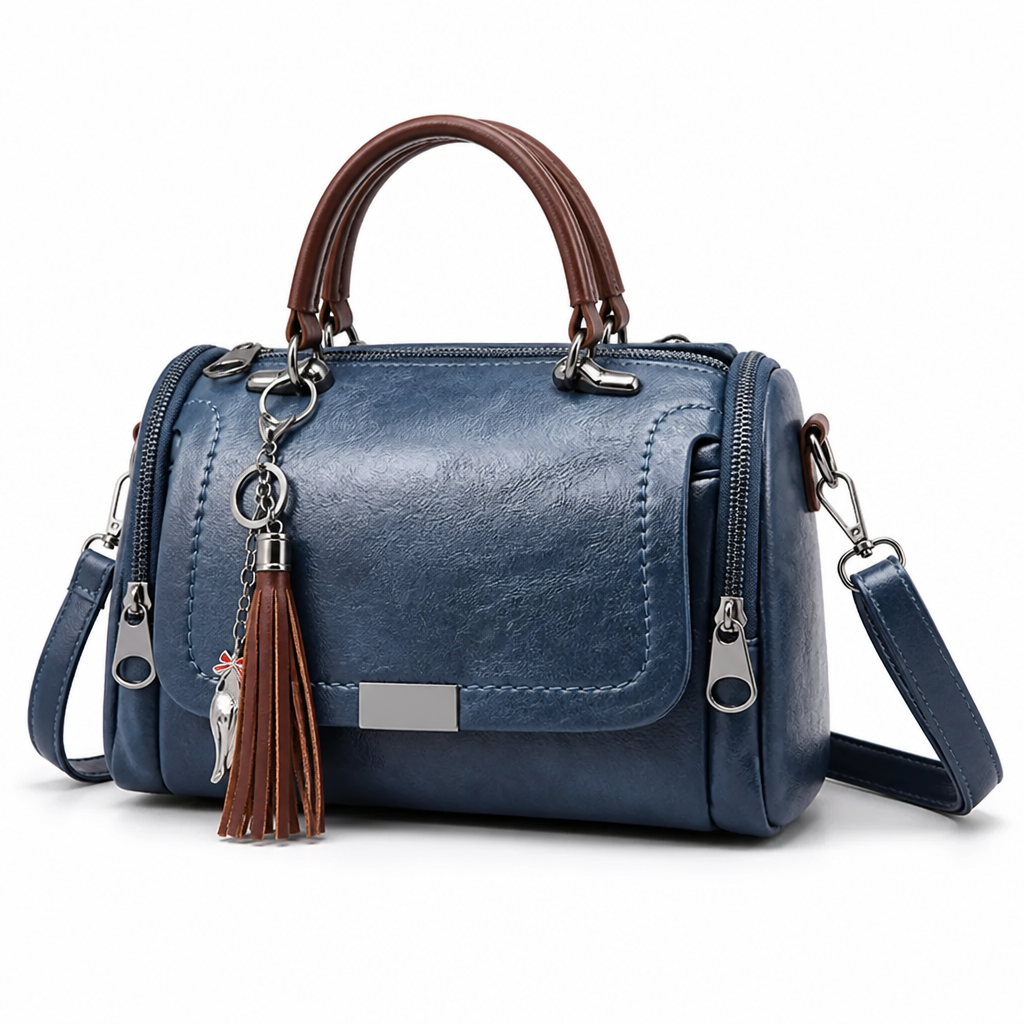 Vegan Leather Convertible Satchel Handbag (Tassel Charm)