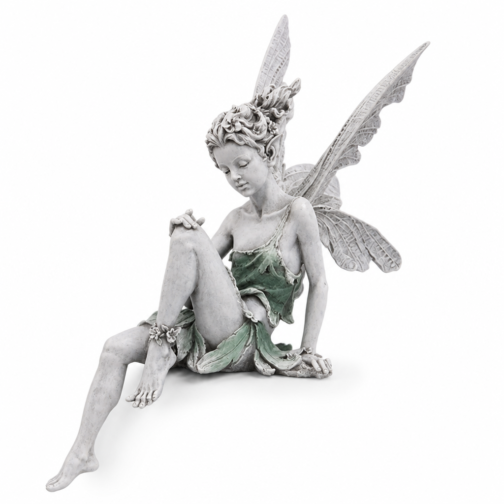Weatherproof UV-Resistant Resin Sitting Fairy Statue