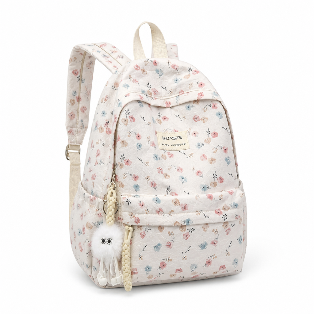 Padded Shoulder Straps & Floral Print Backpack