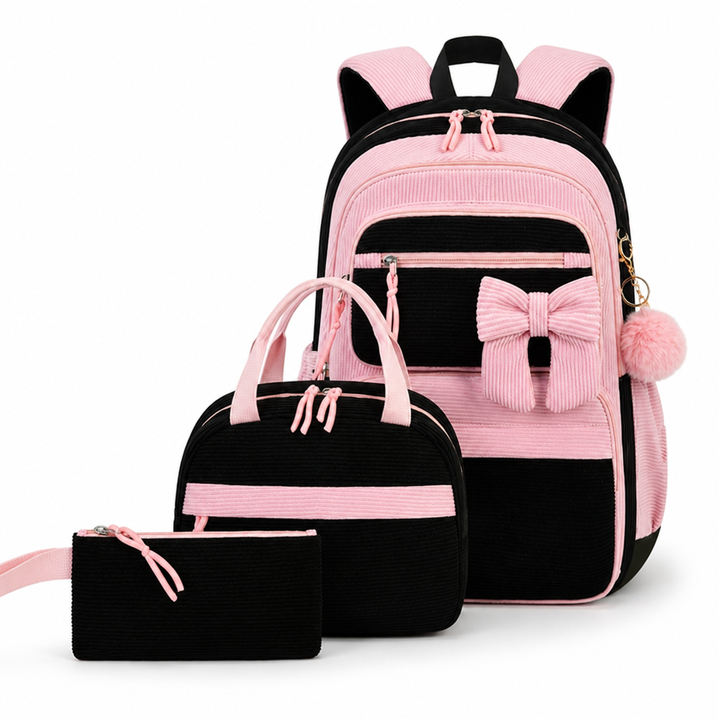 Corduroy Laptop-Ready Backpack Set (Set of 3)