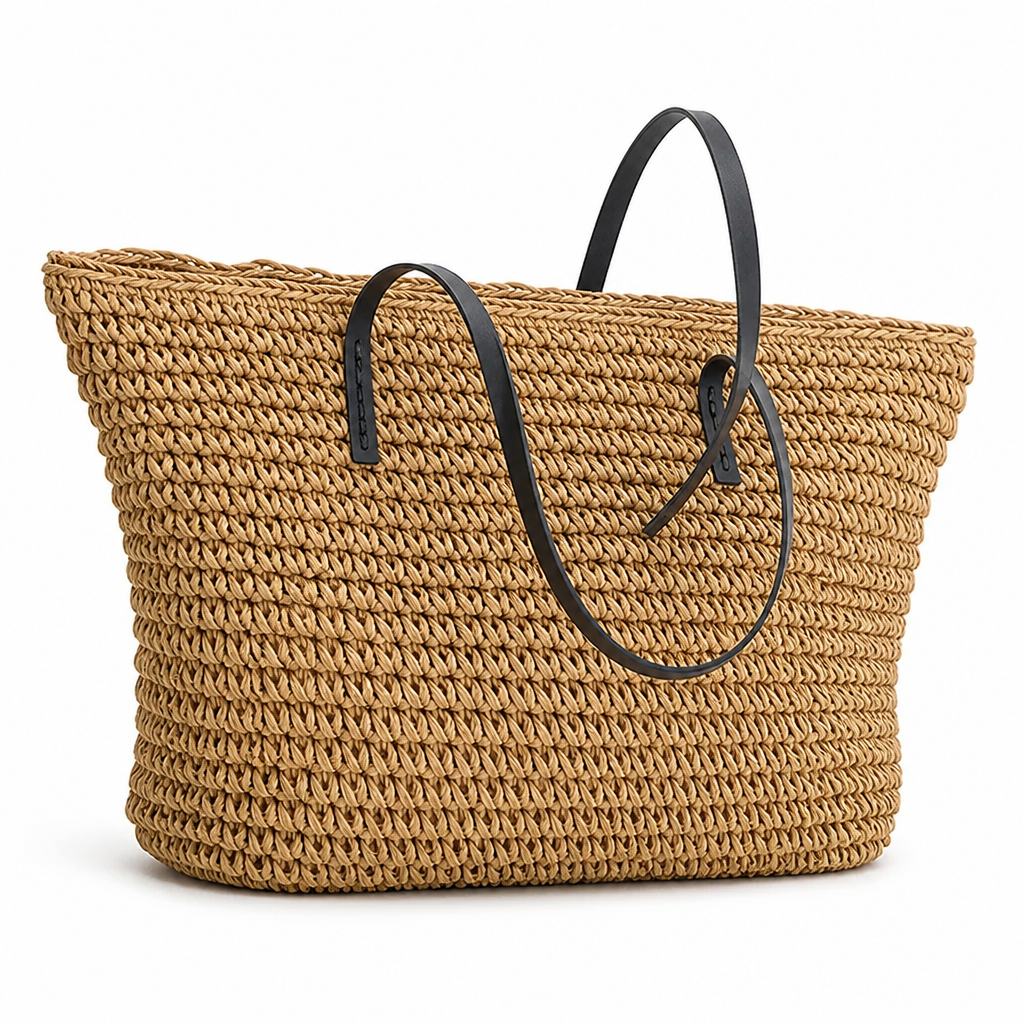 Spacious Woven Tote Bag (Magnetic Closure)