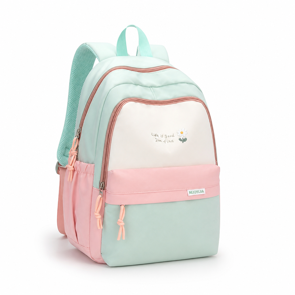 Lightweight Large Capacity Backpack (Daisy & Letter Print)