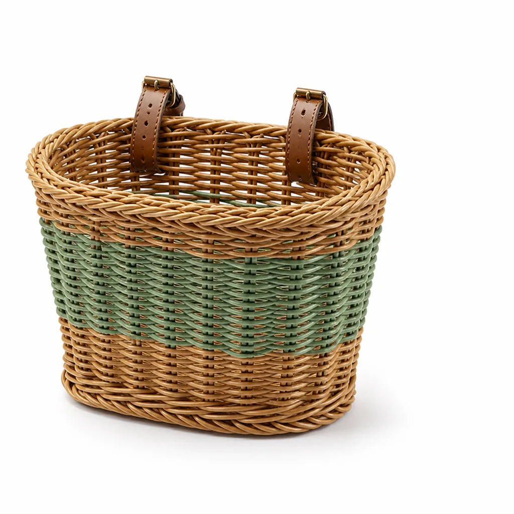 Handwoven Braided Adjustable-Strap Bicycle Basket