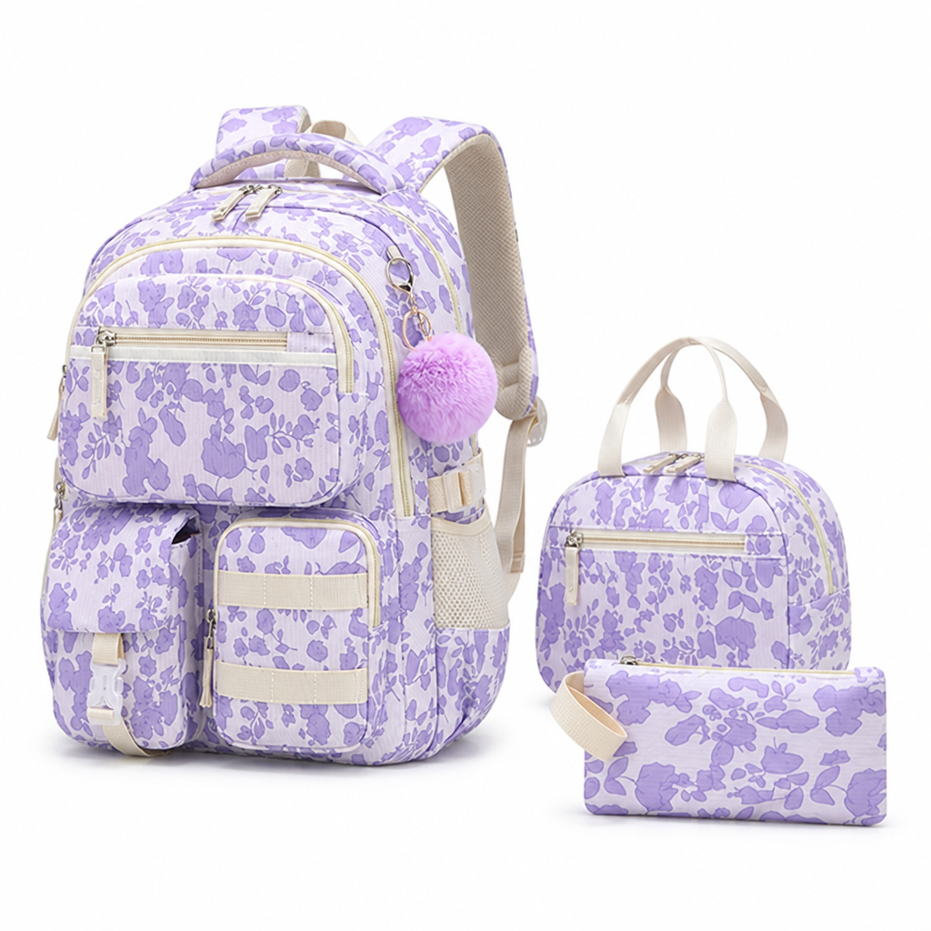 Corduroy Laptop-Ready Large-Capacity Backpack (3-Piece Set)