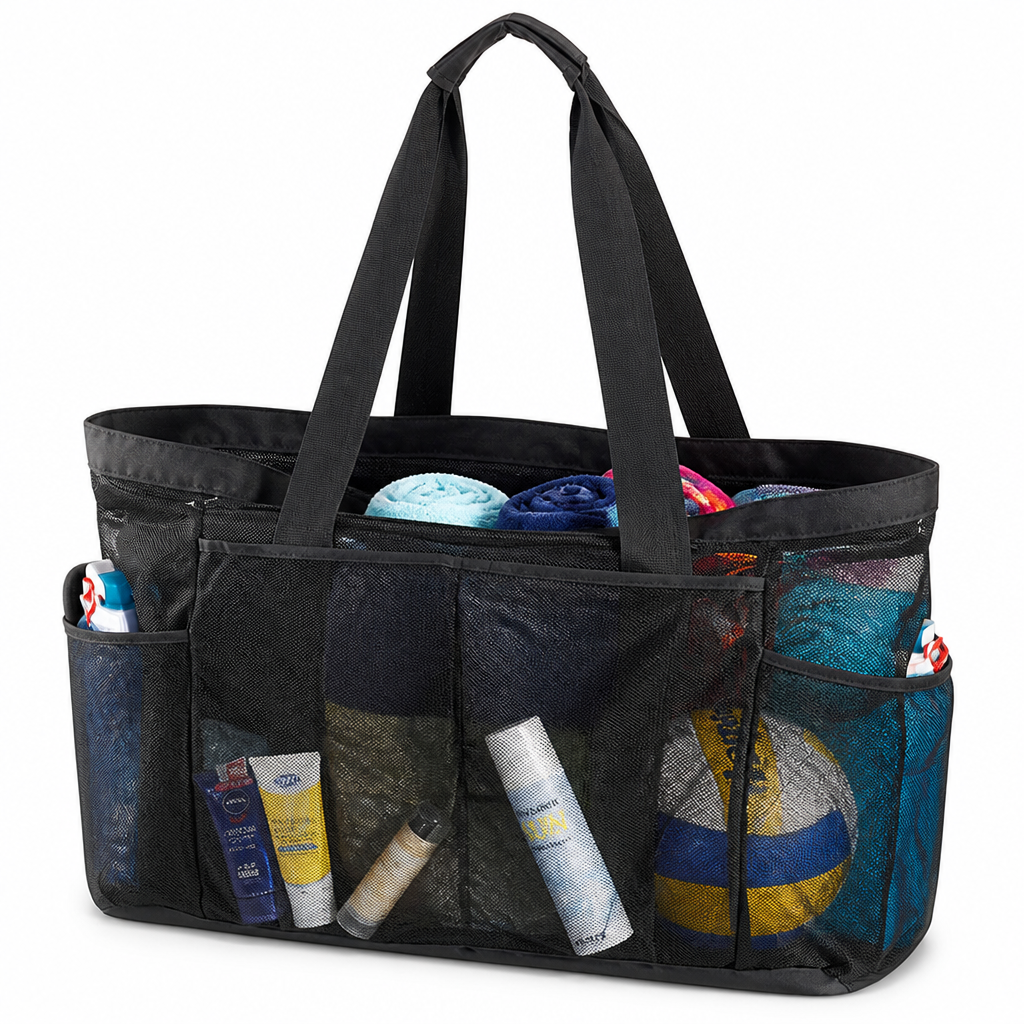 Extra-Large Sandproof Mesh Beach Tote (Water-Resistant Base)