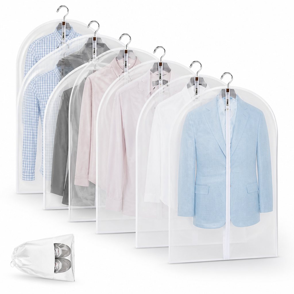Clear Waterproof PEVA Garment Bags (12-Pack)