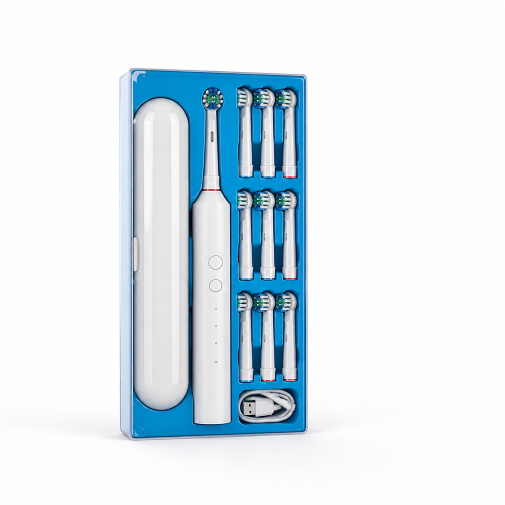 IPX7 Waterproof USB Fast-Charging Electric Toothbrush (8 Brush Heads)