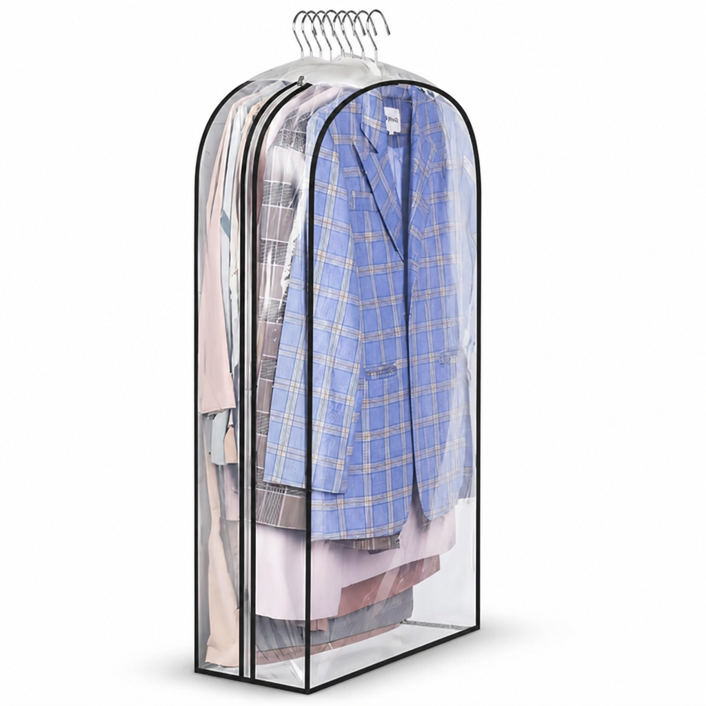 Waterproof Clear Side-Zip Garment Bag (Holds Up to 10 Suits)