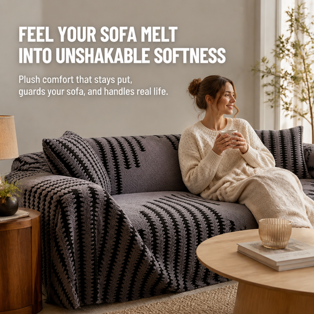VeluraHug™ — Drape Your Sofa in Stay-Put, Cloud-Soft Warmth That Hides Pet Hair