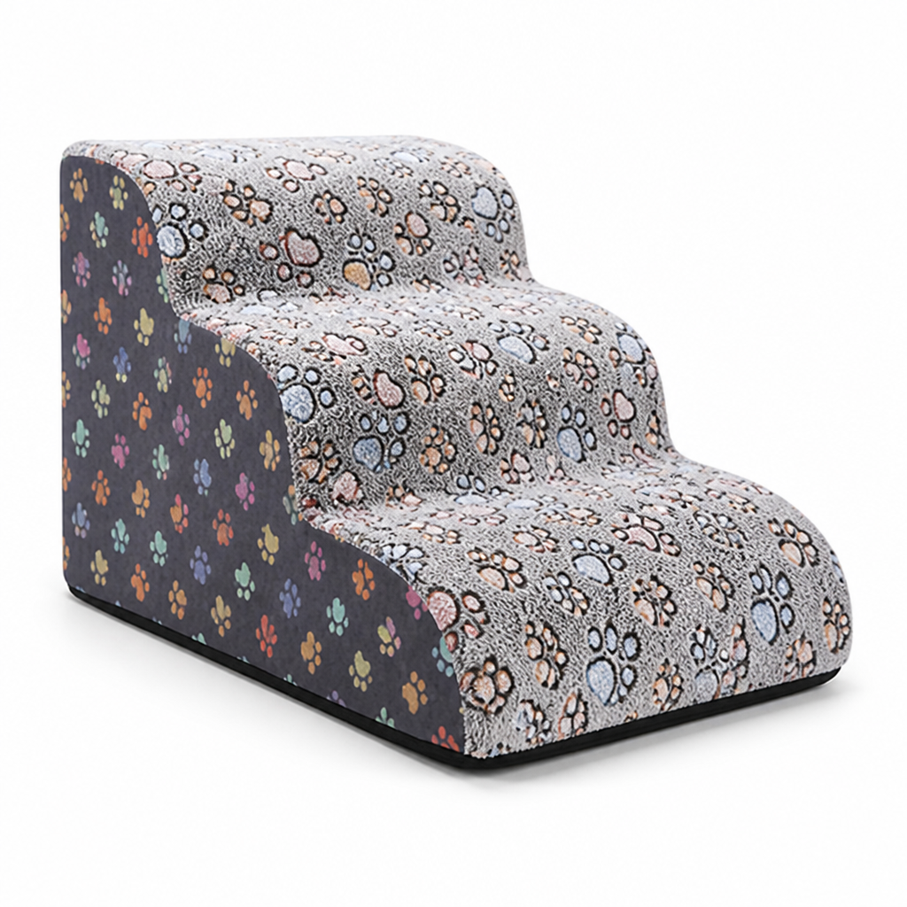 Paw-Print Plush Non-Slip Pet Steps (2–5 Steps)