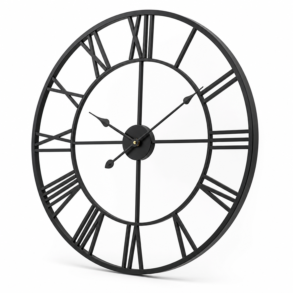 Silent Metal & Acrylic Roman Numeral Wall Clock (40cm)