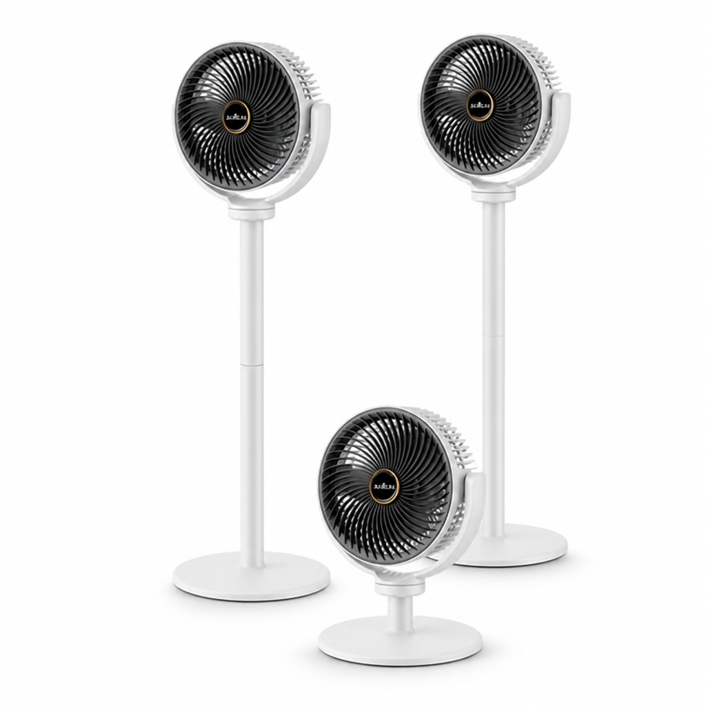 Dual-Head Adjustable Height Floor Fan (USB-C Rechargeable)