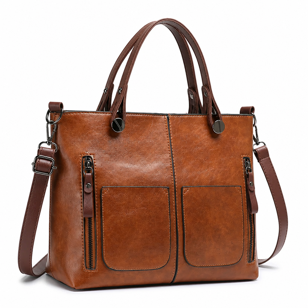 Genuine Leather Minimalist Shoulder Bag (Multiple Compartments)