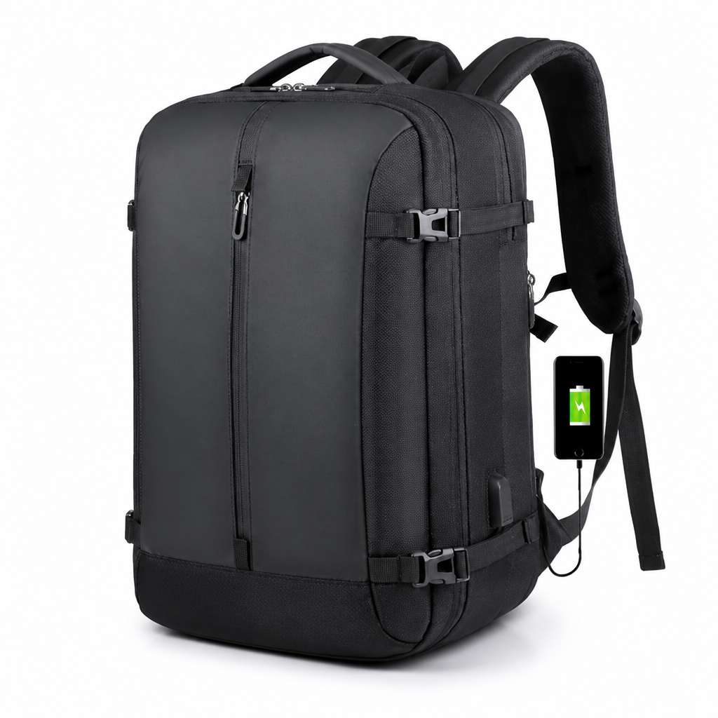 Expandable Water-Resistant USB Charging Travel Backpack (40L)