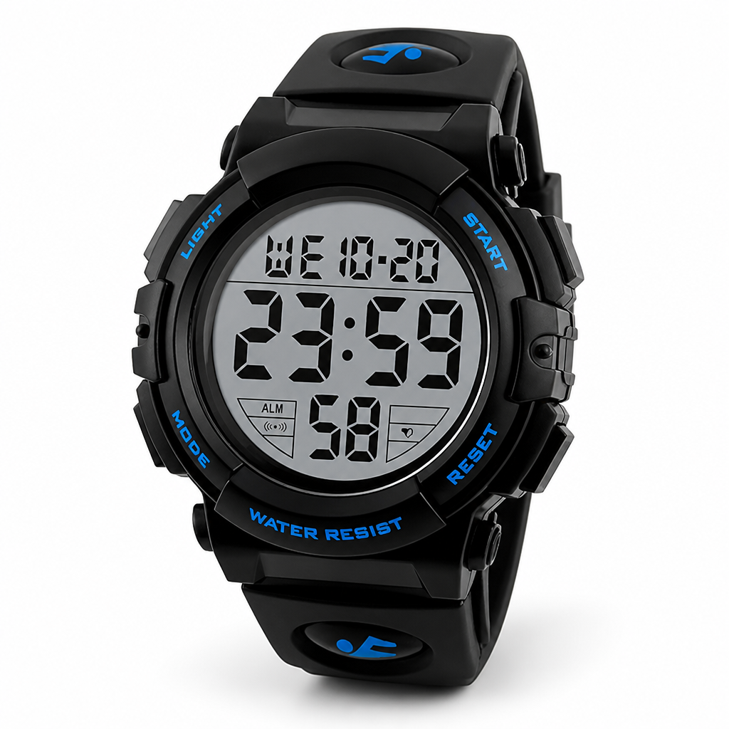 Large LED Waterproof & Shock-Resistant Digital Sports Watch