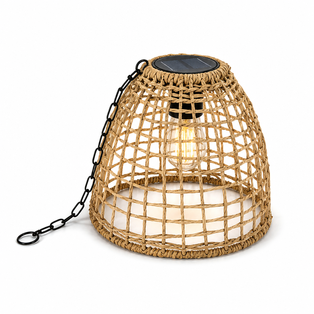 Solar Weatherproof Handwoven Rattan Lantern (Hanging Or Standing)