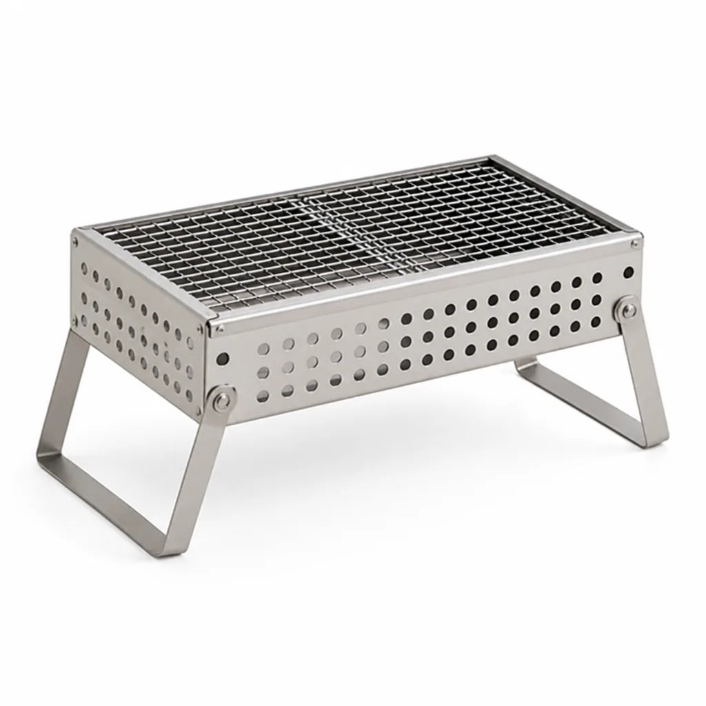 Fold-Out Stand With Ventilated Sidewalls Metal Portable Charcoal Grill