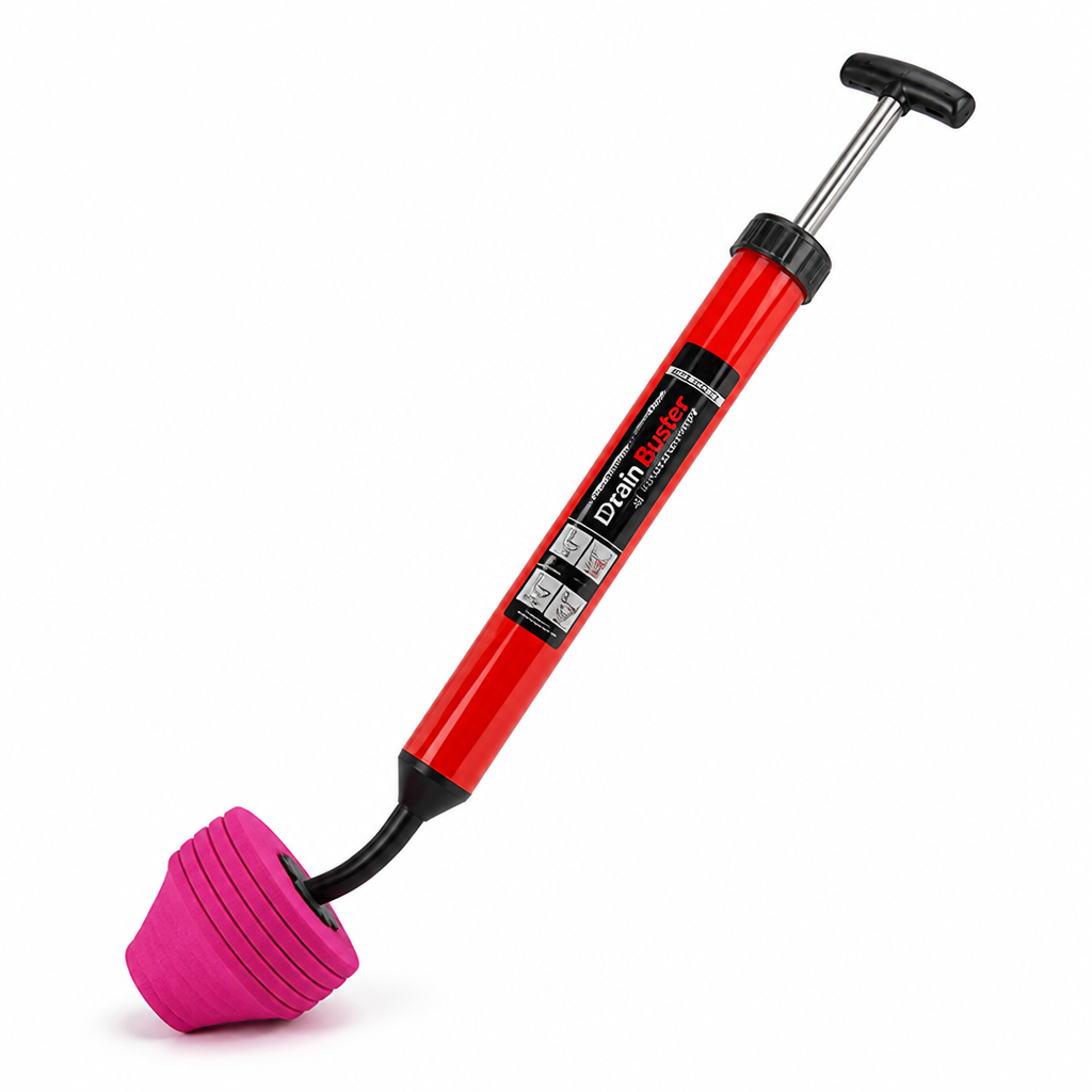 Manual High-Pressure Chemical-Free Drain Plunger (Flexible Nozzle, 66 cm)
