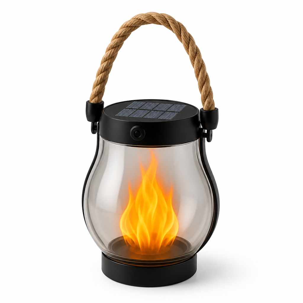 Weatherproof Solar Flickering Flame Garden Lantern (USB-C Backup)